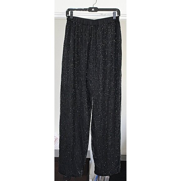 Vintage Glam Rock Beaded (Sequin) Silk Channel Pants - David Bowie Style, M - Picture 6 of 12